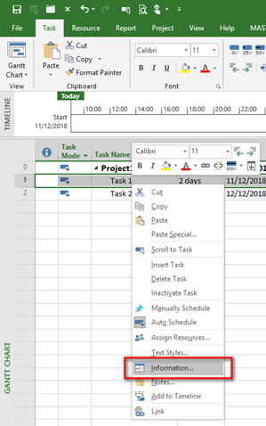 Amend Task Type - Microsoft Project - Task Types