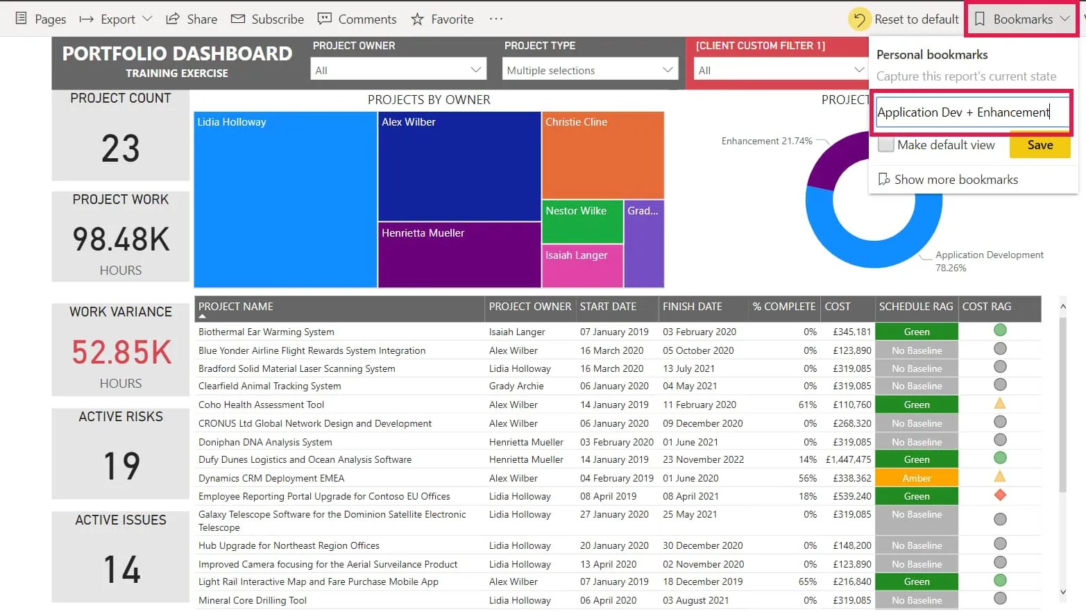 Power BI, Project