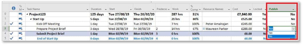 Screenshot of removing completed tasks from timesheets