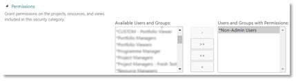 5. In the Permissions section, click Non-Admin Users and add to the ‘Users and Groups with Permissions’ box