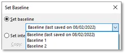 Set a saved baseline in Project Online
