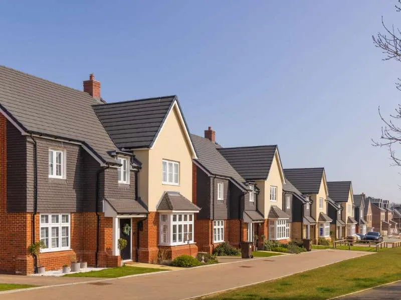 New build houses in a residential area.